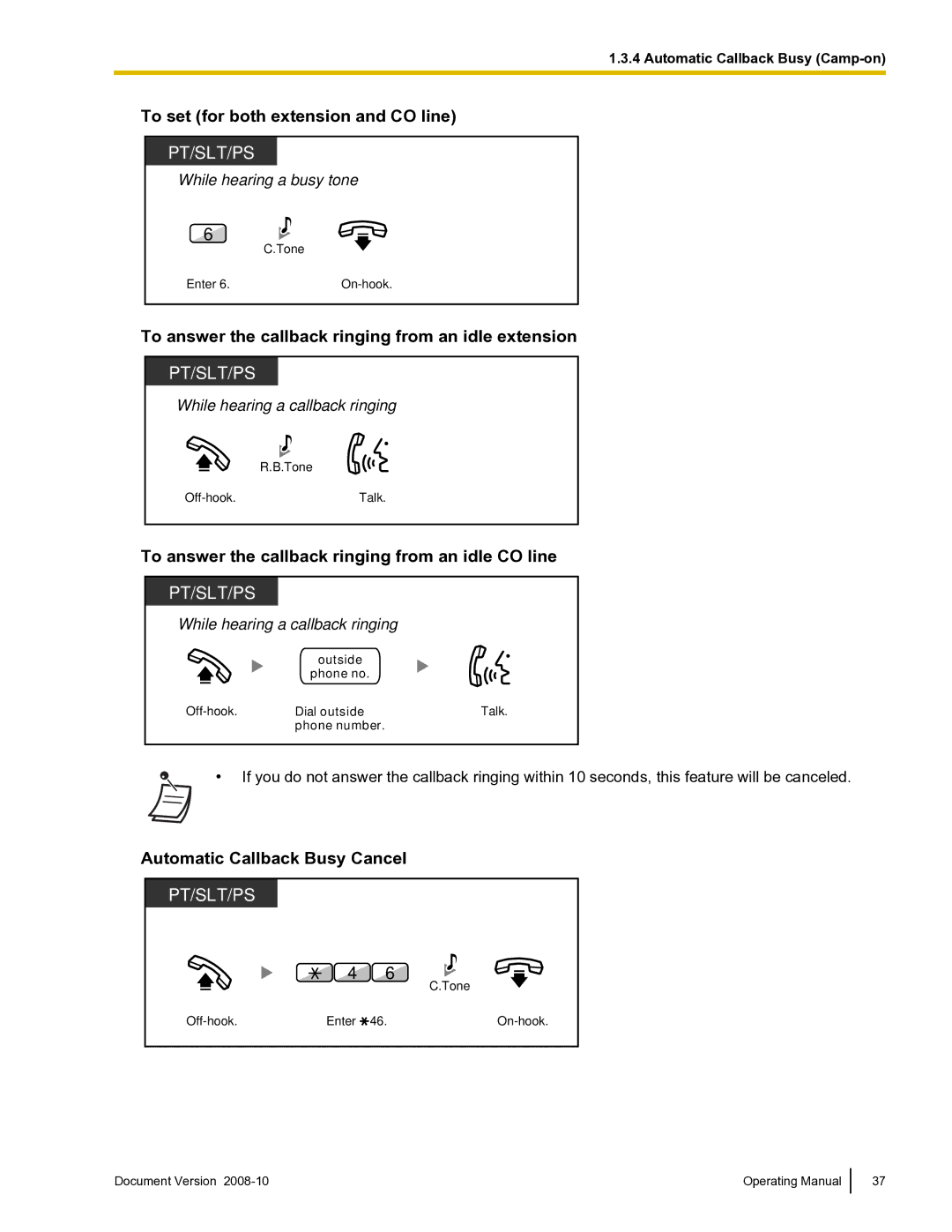 Panasonic KX-TDE600 manual To set for both extension and CO line, To answer the callback ringing from an idle extension 