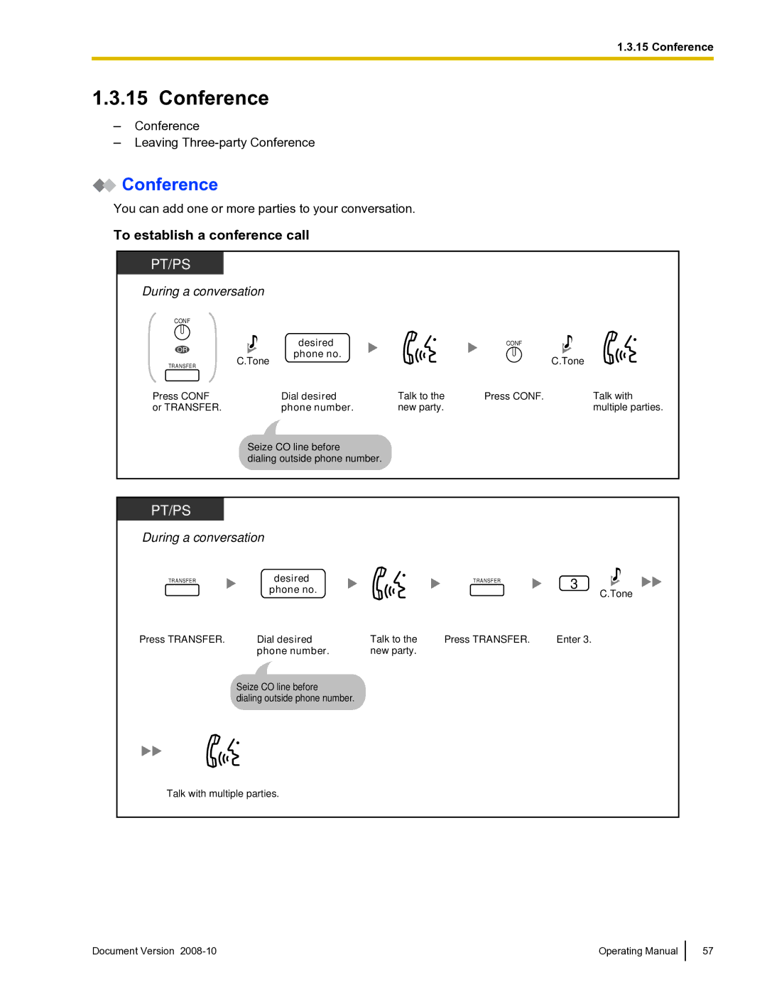 Panasonic KX-TDE600 manual Conference, To establish a conference call 