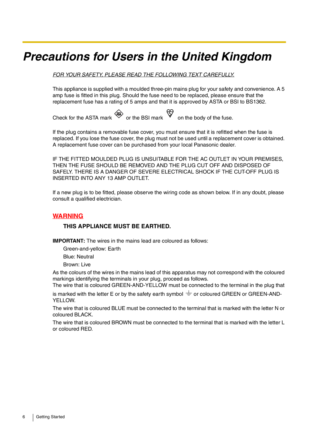 Panasonic kx-tea308, KX-TEB308 manual Precautions for Users in the United Kingdom 