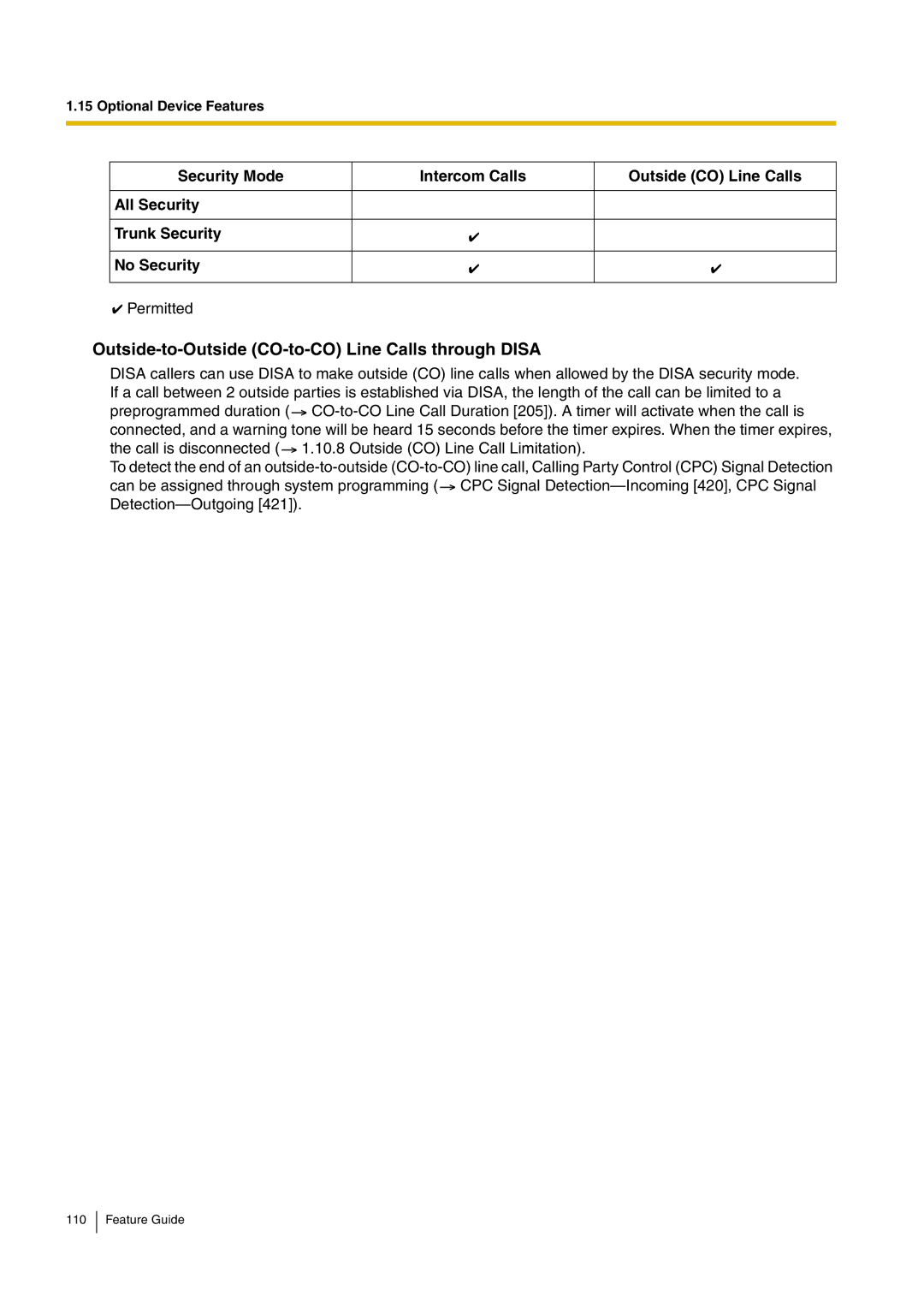 Panasonic kx-tea308 manual Outside-to-Outside CO-to-CO Line Calls through Disa 