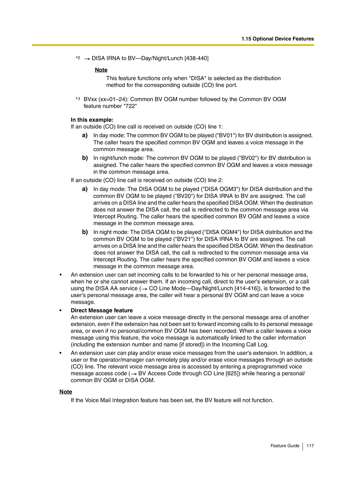 Panasonic kx-tea308 manual This example, Direct Message feature 