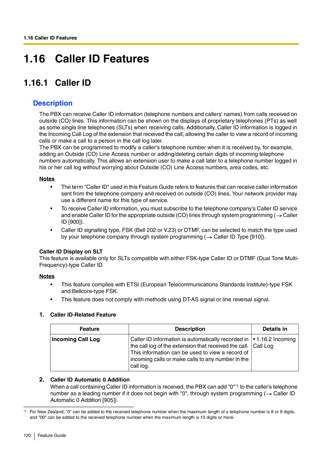 Panasonic kx-tea308 manual Caller ID Features, Caller ID Display on SLT, Caller ID Automatic 0 Addition 