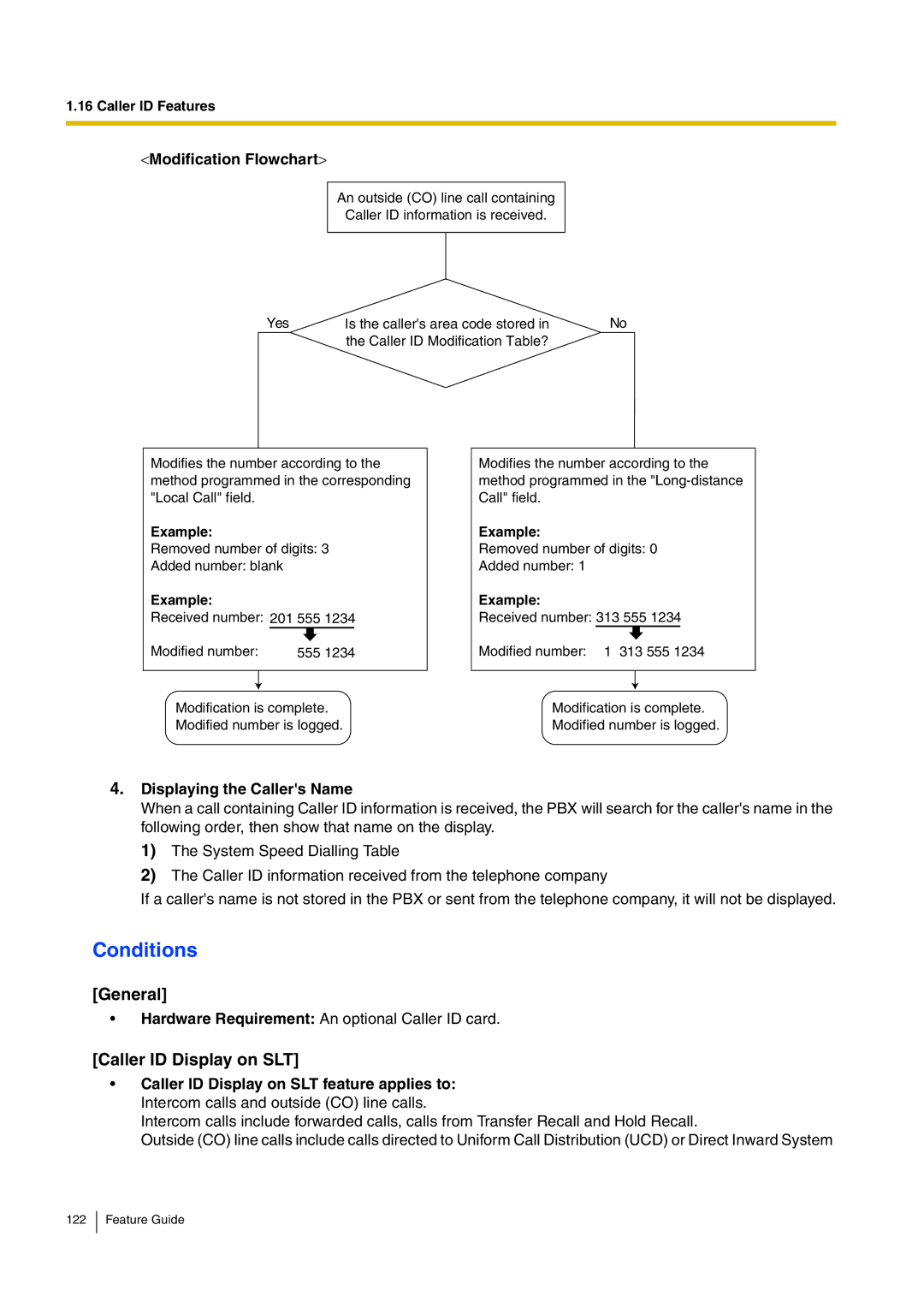 Panasonic kx-tea308 manual Caller ID Display on SLT, Modification Flowchart, Displaying the Callers Name 