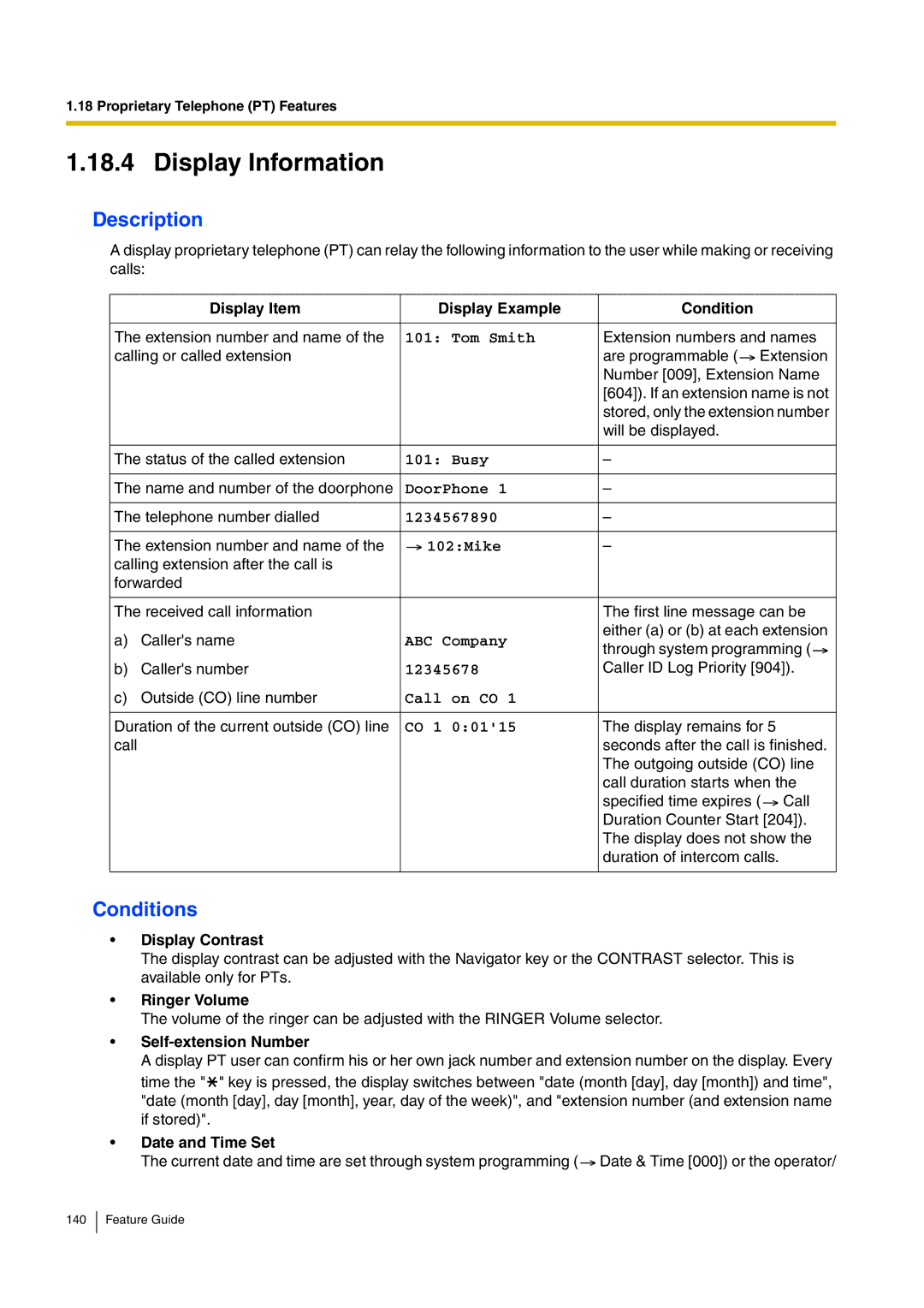 Panasonic kx-tea308 manual Display Information 