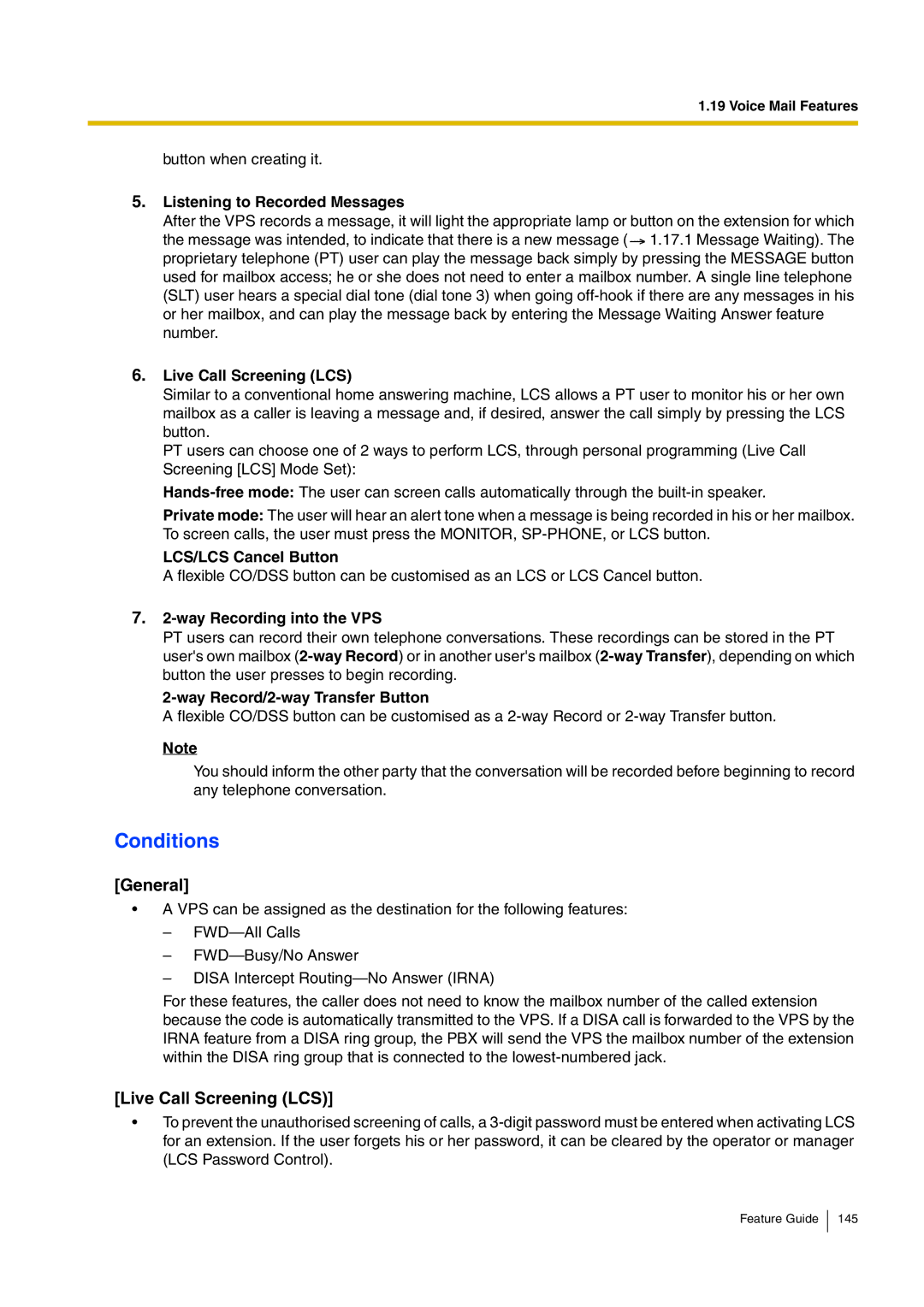 Panasonic kx-tea308 manual Live Call Screening LCS 