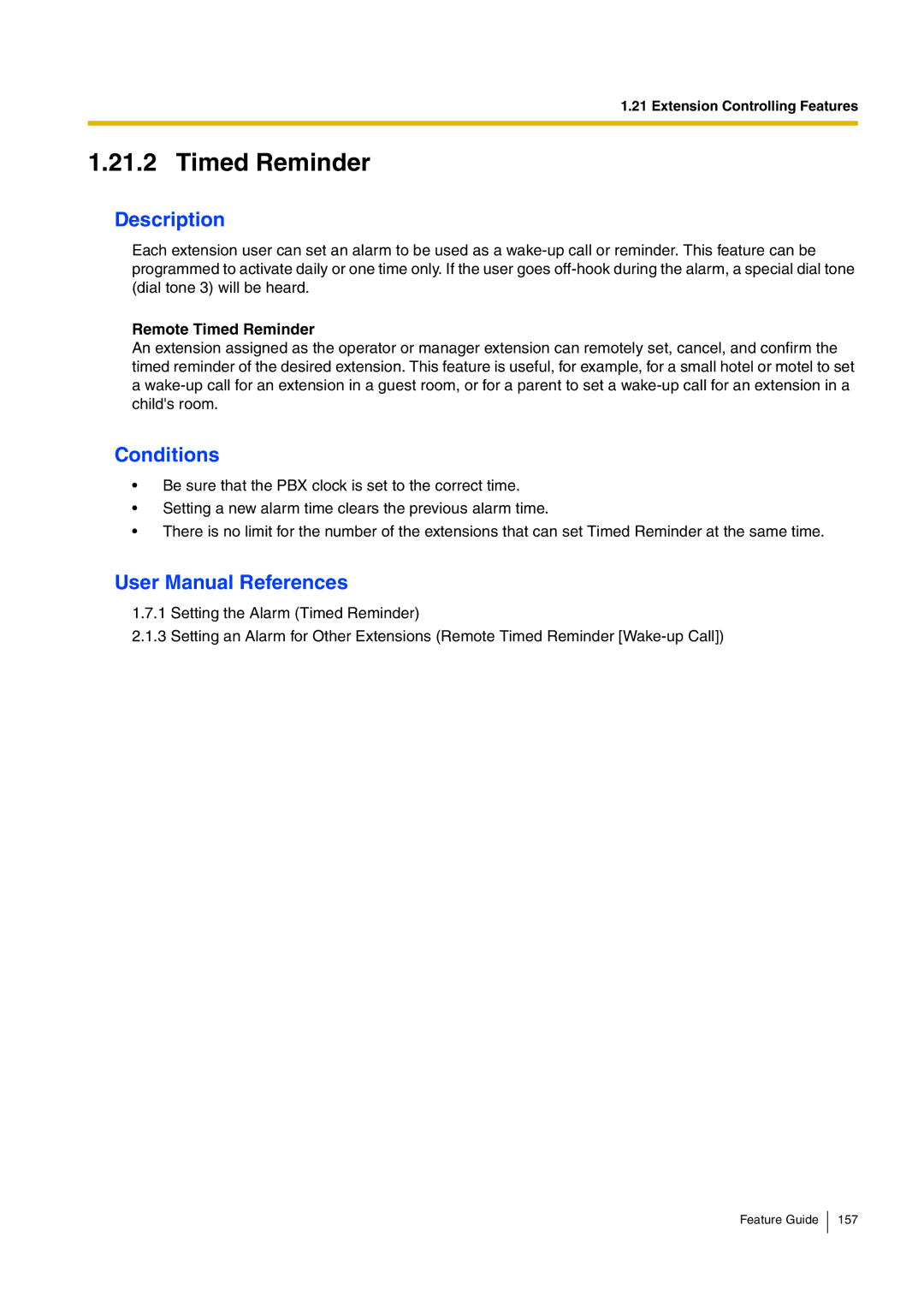 Panasonic kx-tea308 manual Remote Timed Reminder 