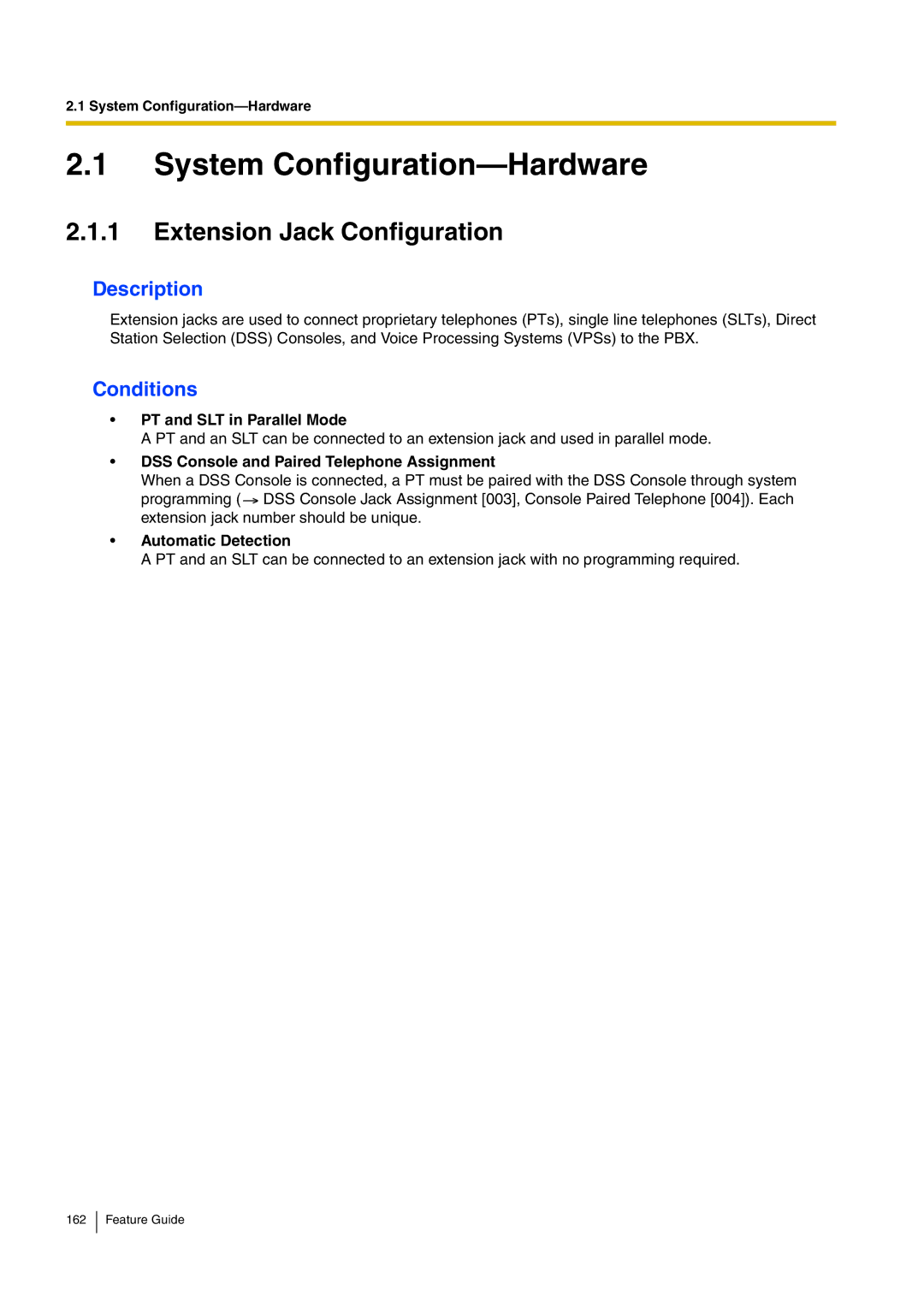 Panasonic kx-tea308 manual System Configuration-Hardware, Extension Jack Configuration, PT and SLT in Parallel Mode 