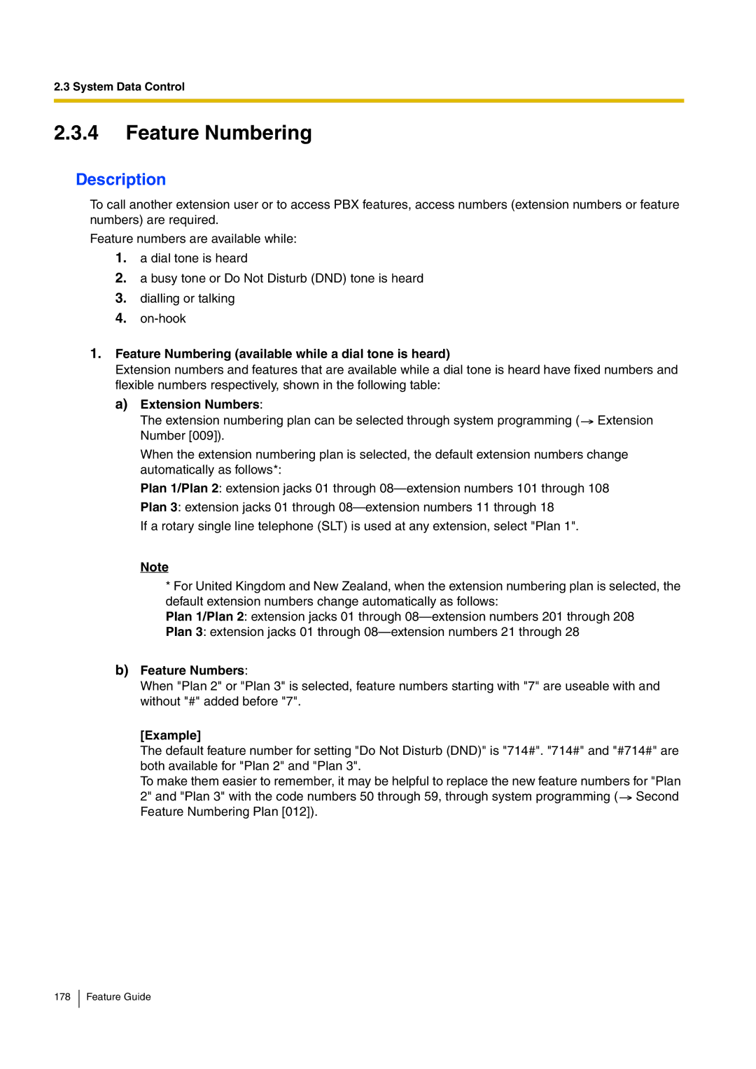 Panasonic kx-tea308 manual Feature Numbering available while a dial tone is heard, Extension Numbers, Feature Numbers 