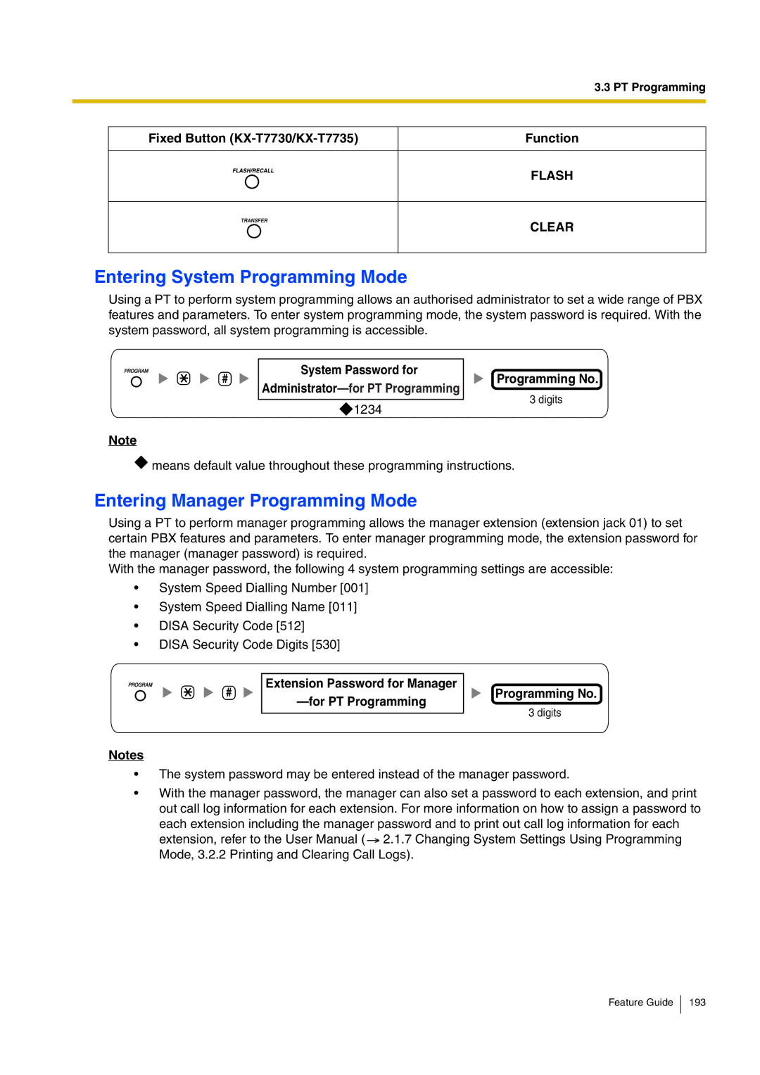 Panasonic kx-tea308 manual Entering System Programming Mode, Entering Manager Programming Mode, Programming No 