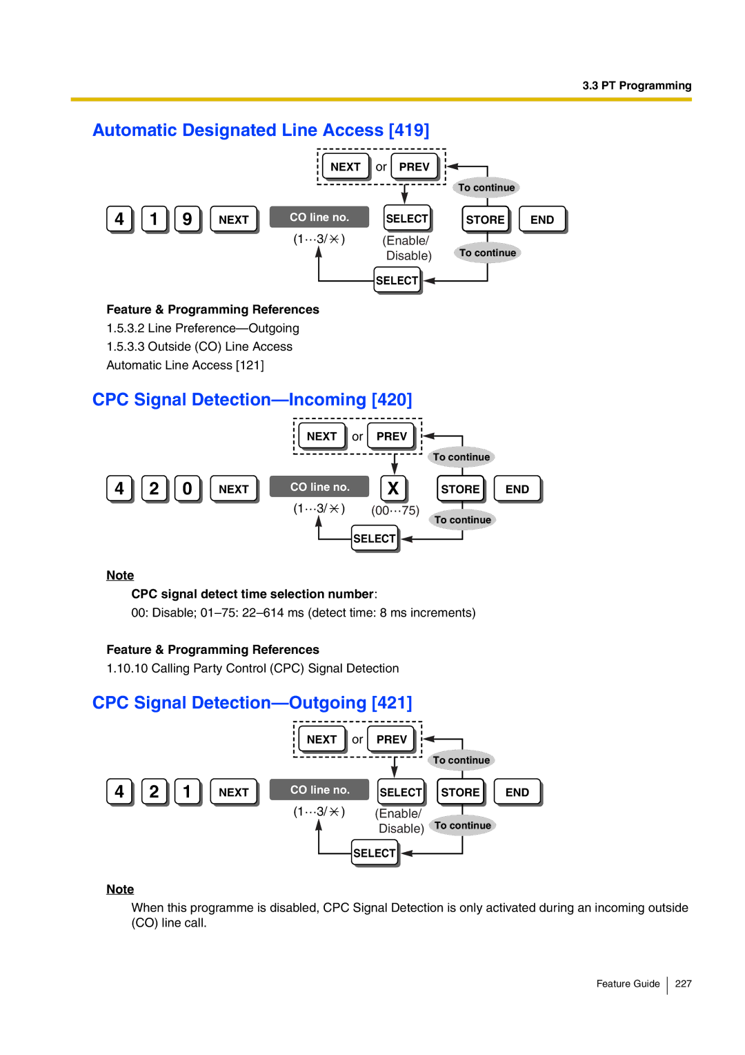 Panasonic kx-tea308 manual Automatic Designated Line Access, CPC Signal Detection-Incoming, CPC Signal Detection-Outgoing 