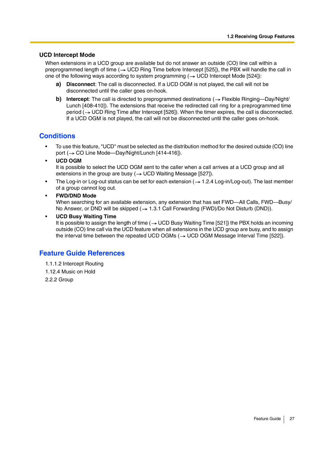 Panasonic kx-tea308 manual UCD Intercept Mode, UCD Busy Waiting Time 