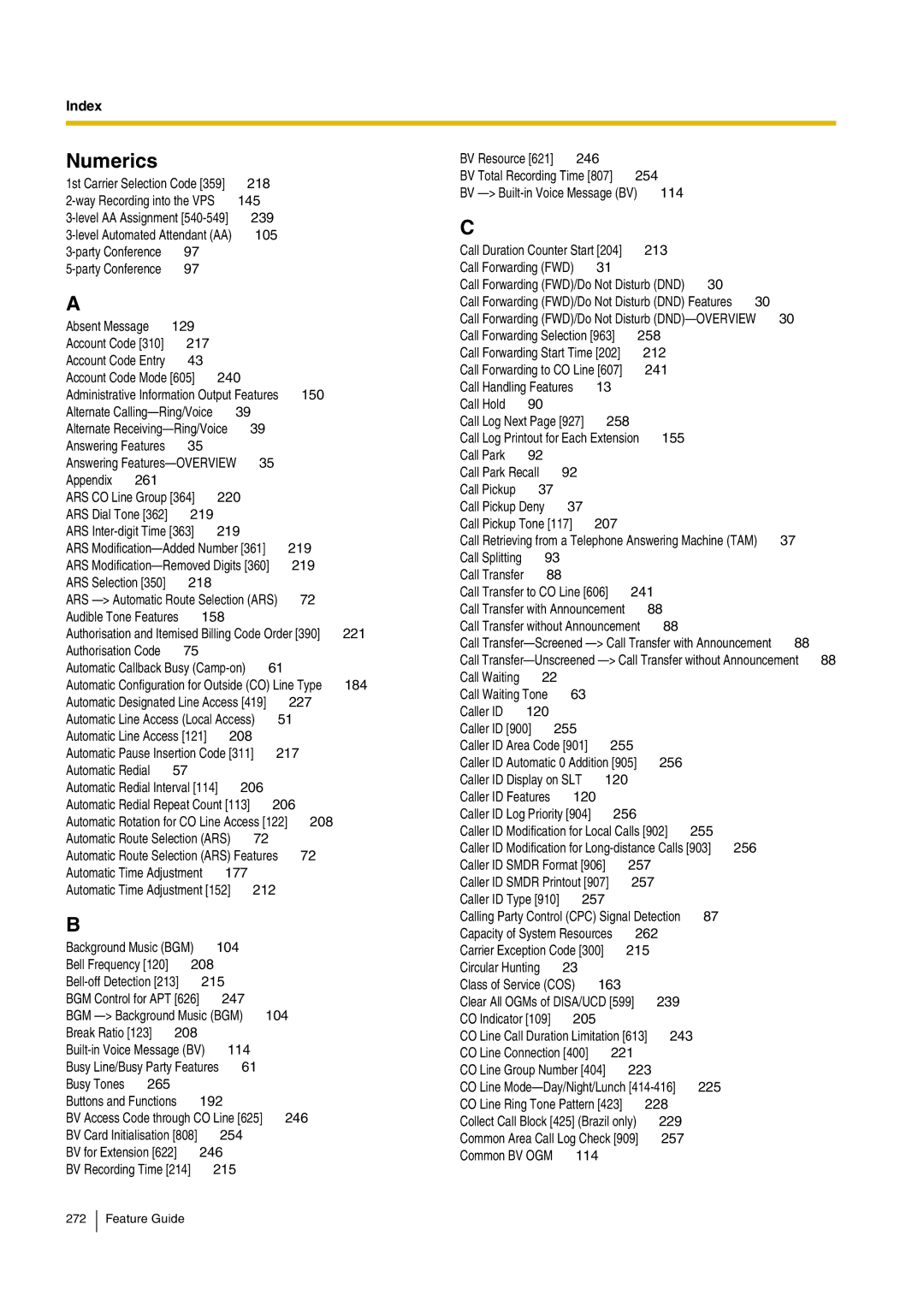 Panasonic kx-tea308 manual Numerics 