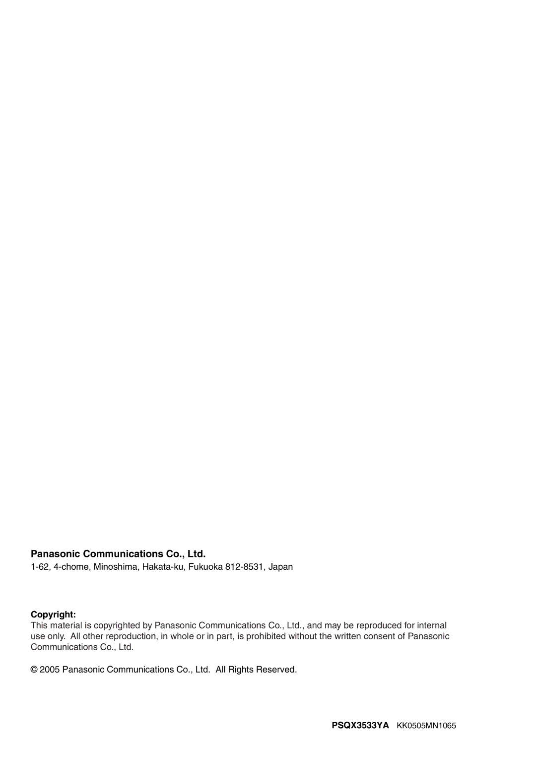 Panasonic kx-tea308 manual Copyright 