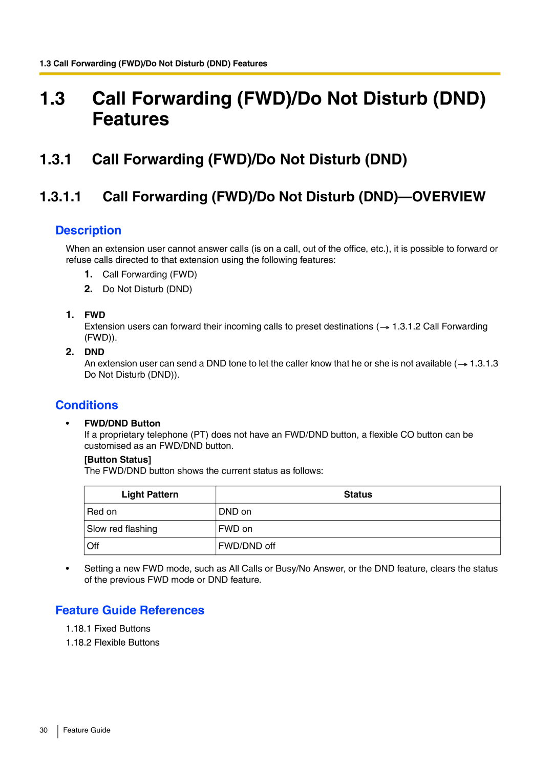 Panasonic kx-tea308 manual Call Forwarding FWD/Do Not Disturb DND Features, Call Forwarding FWD/Do Not Disturb DND-OVERVIEW 