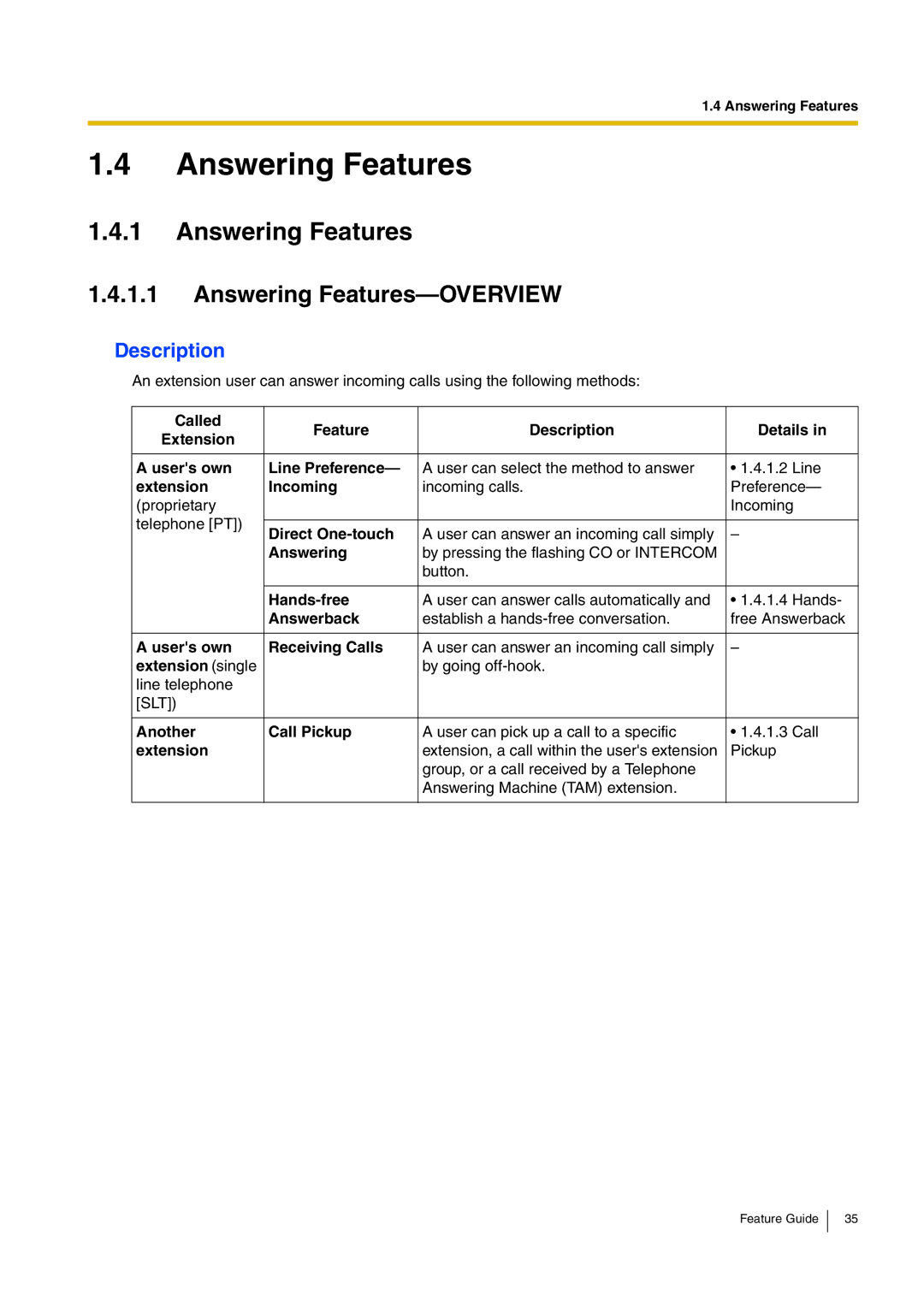 Panasonic kx-tea308 manual Answering Features-OVERVIEW 