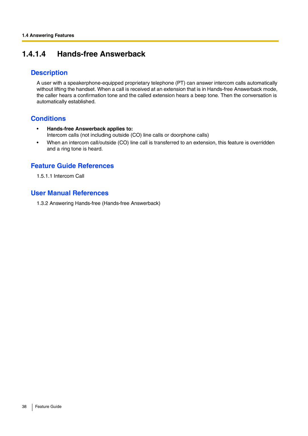 Panasonic kx-tea308 manual Hands-free Answerback applies to 