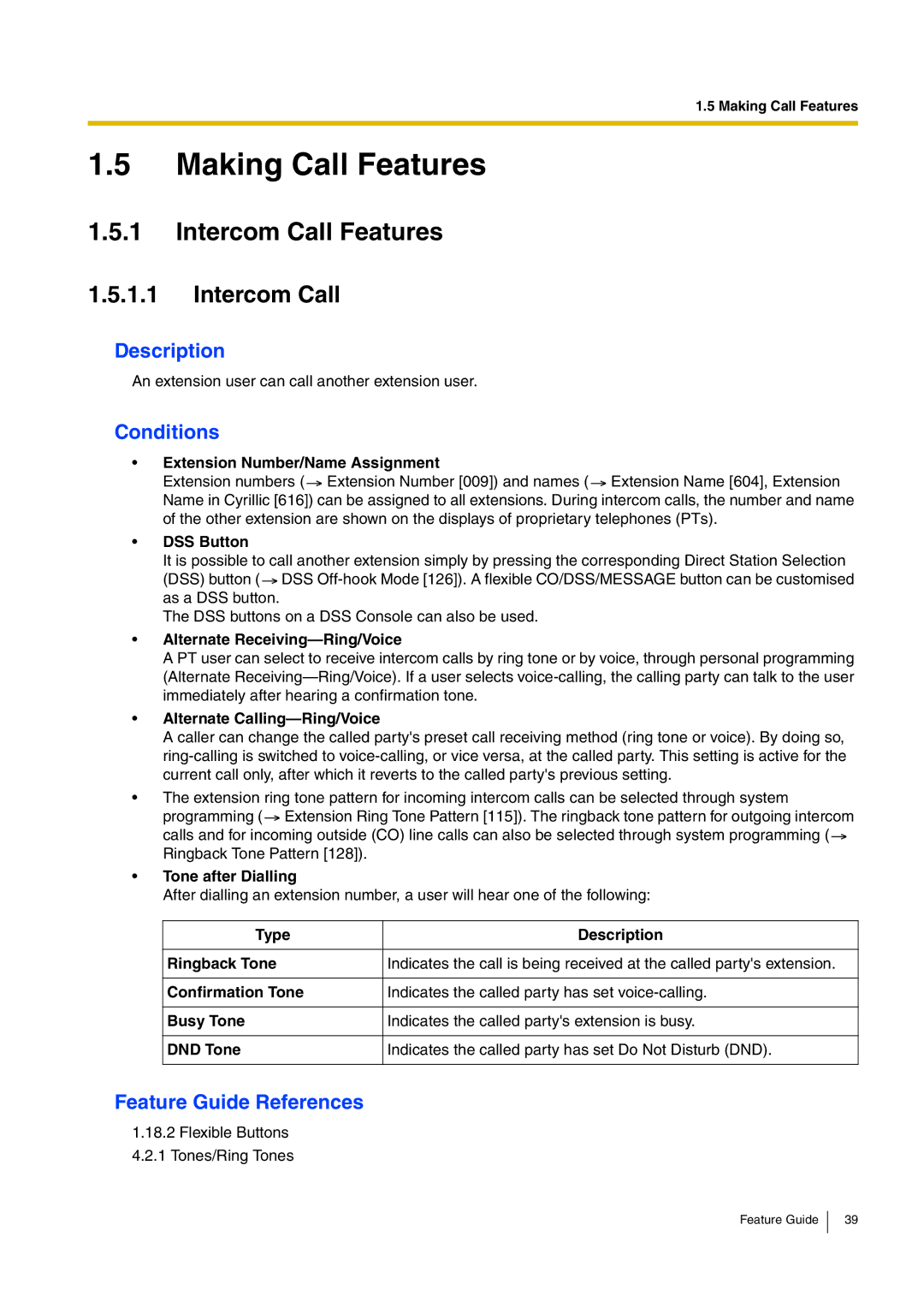 Panasonic kx-tea308 manual Making Call Features, Intercom Call Features 