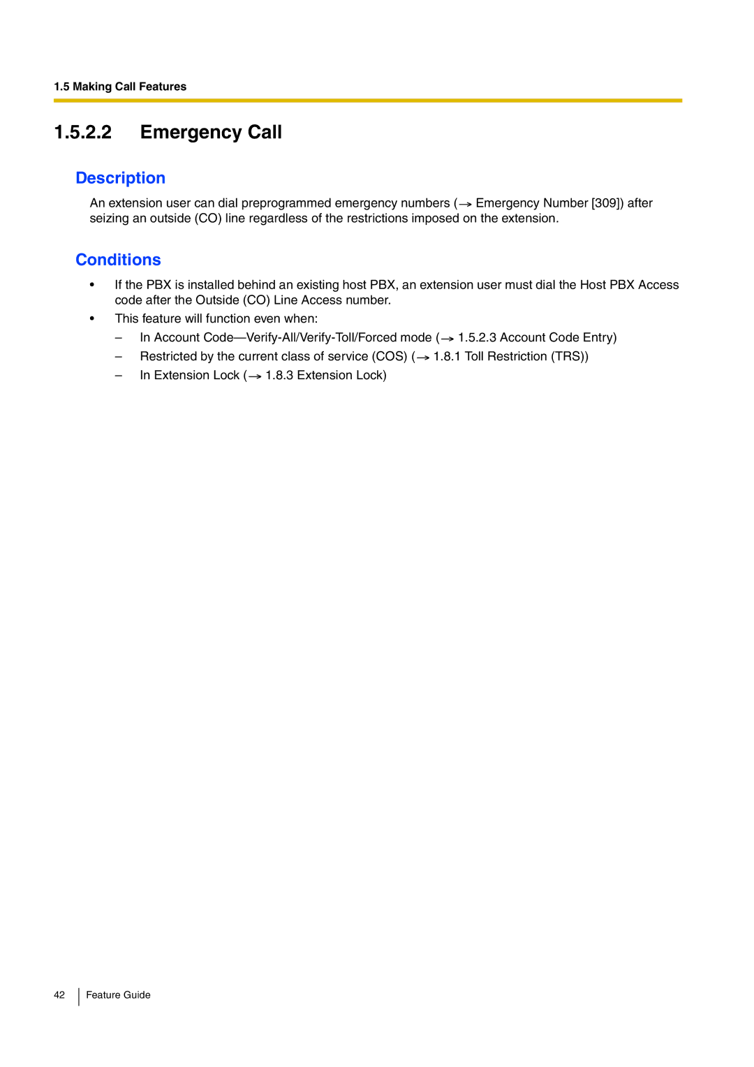 Panasonic kx-tea308 manual Emergency Call 