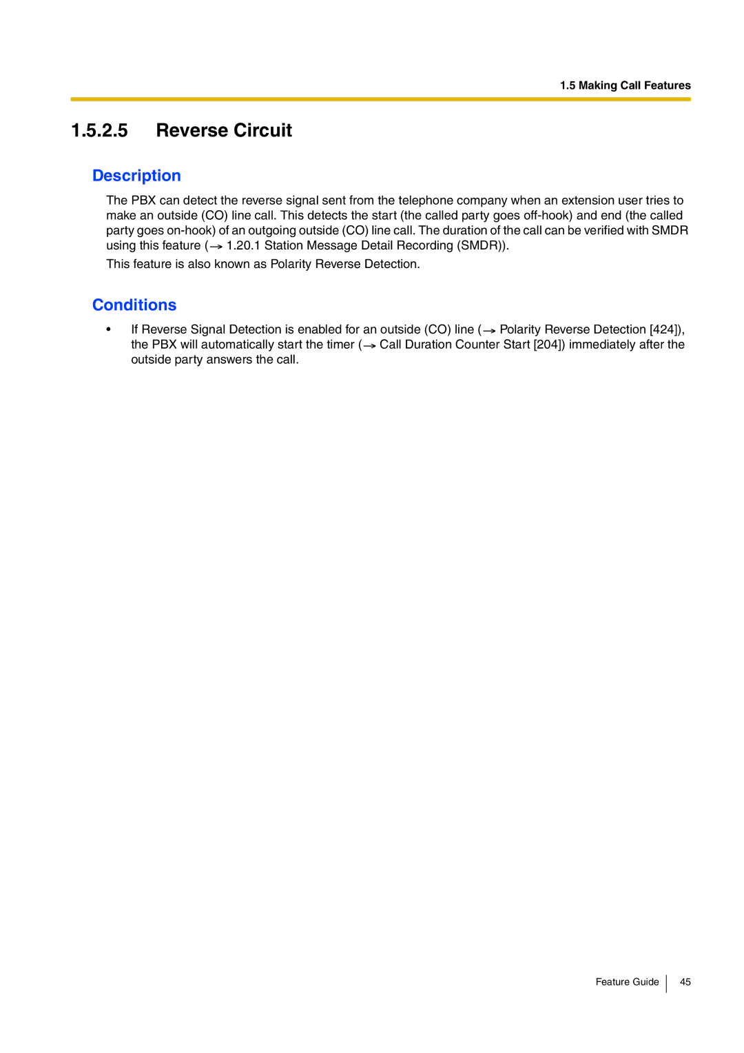 Panasonic kx-tea308 manual Reverse Circuit 