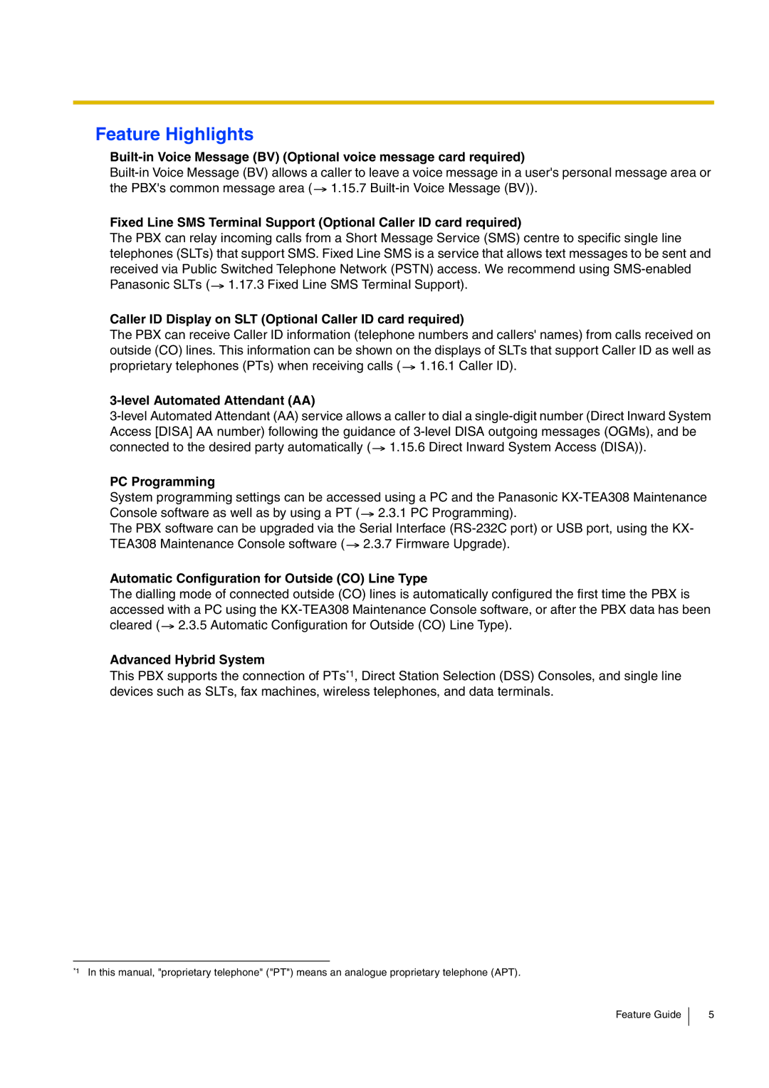 Panasonic kx-tea308 manual Feature Highlights 