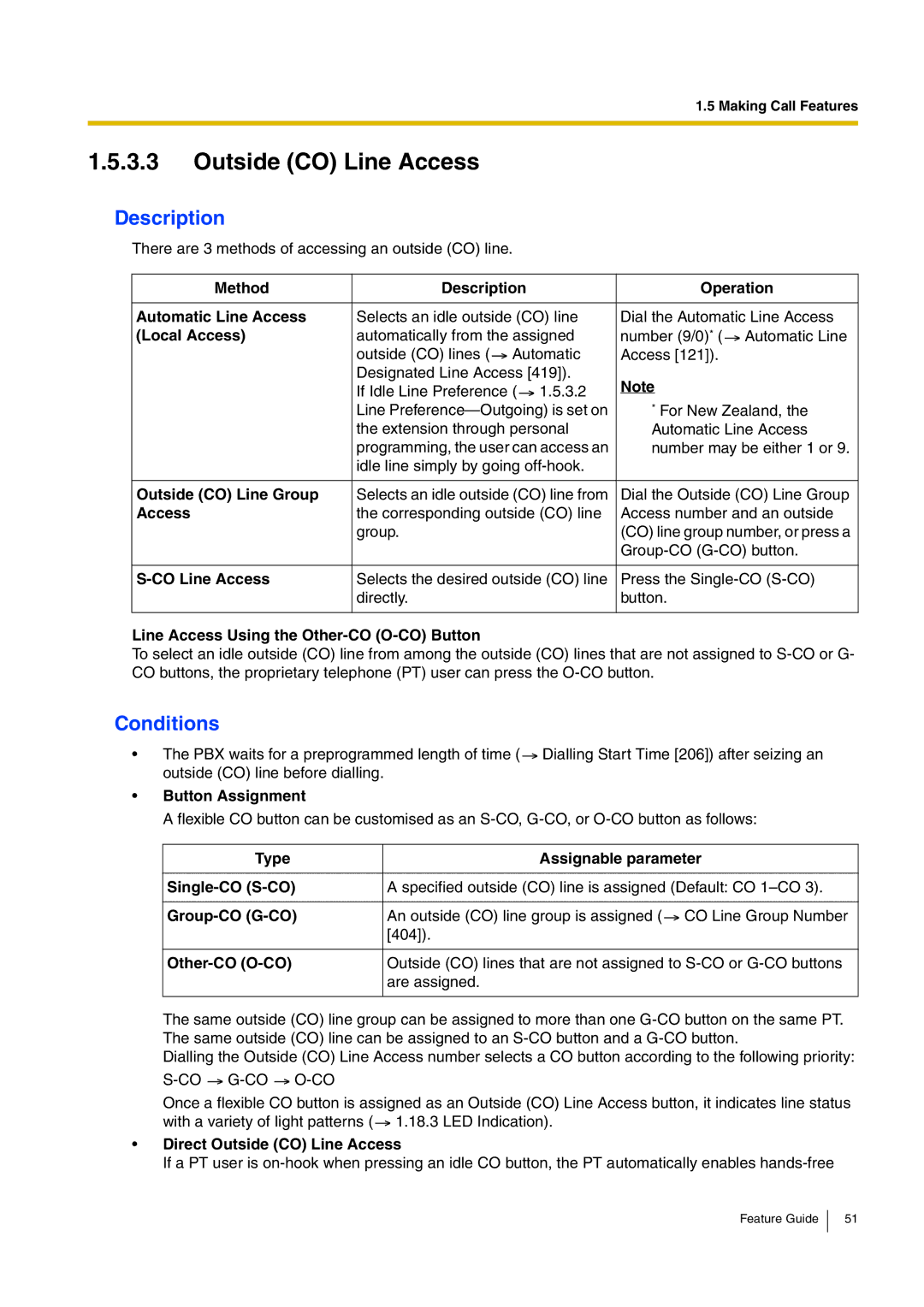 Panasonic kx-tea308 manual Outside CO Line Access 