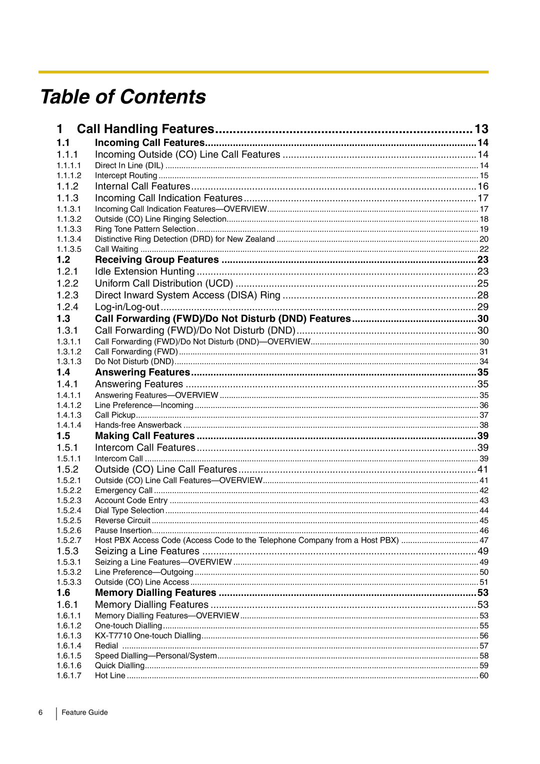 Panasonic kx-tea308 manual Table of Contents 