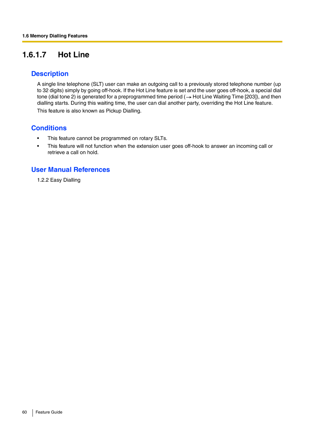 Panasonic kx-tea308 manual Hot Line 