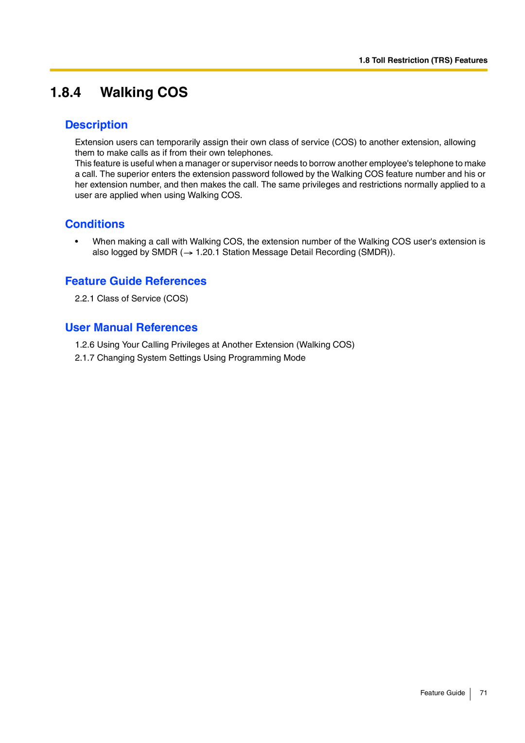 Panasonic kx-tea308 manual Walking COS 