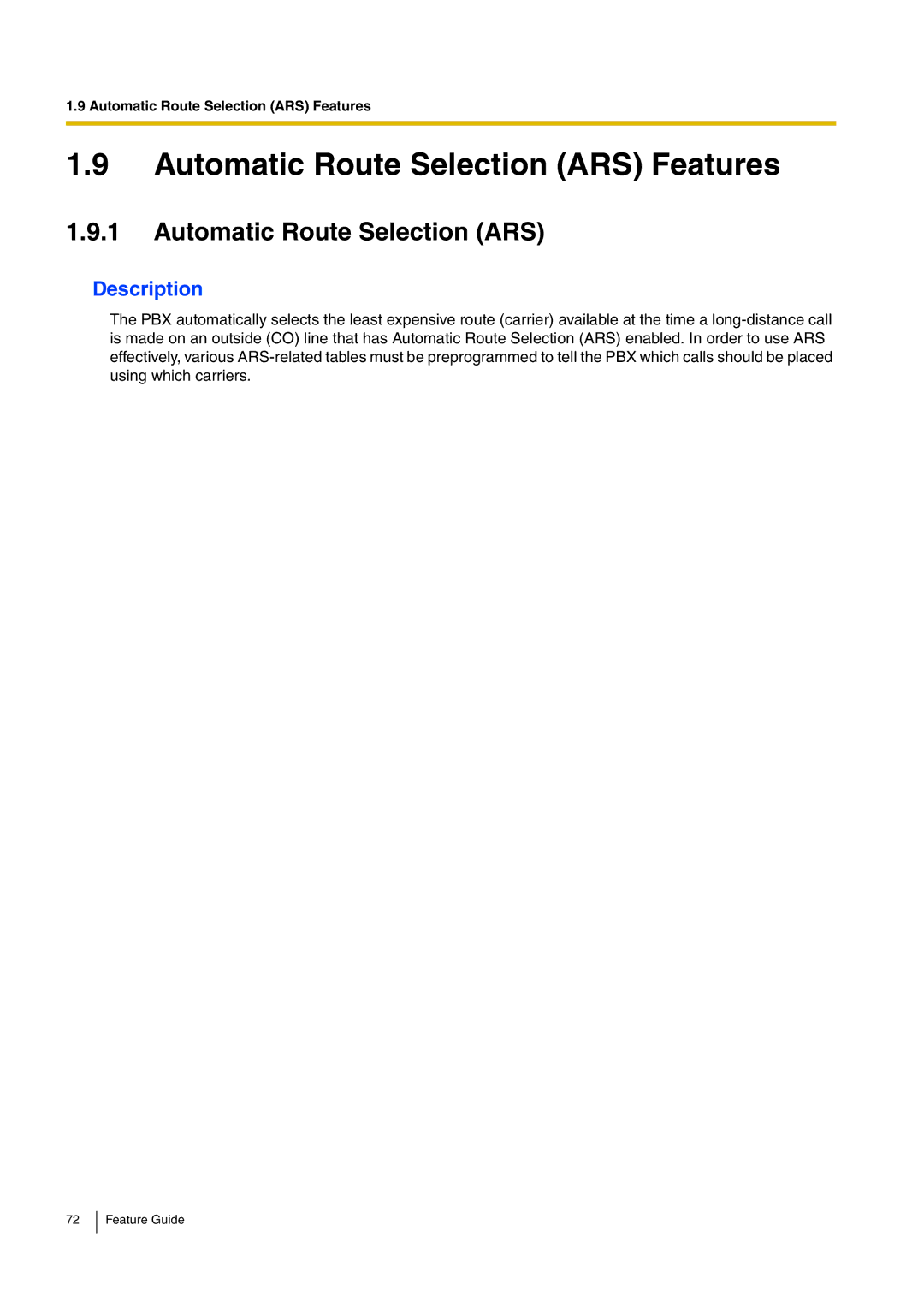 Panasonic kx-tea308 manual Automatic Route Selection ARS Features 