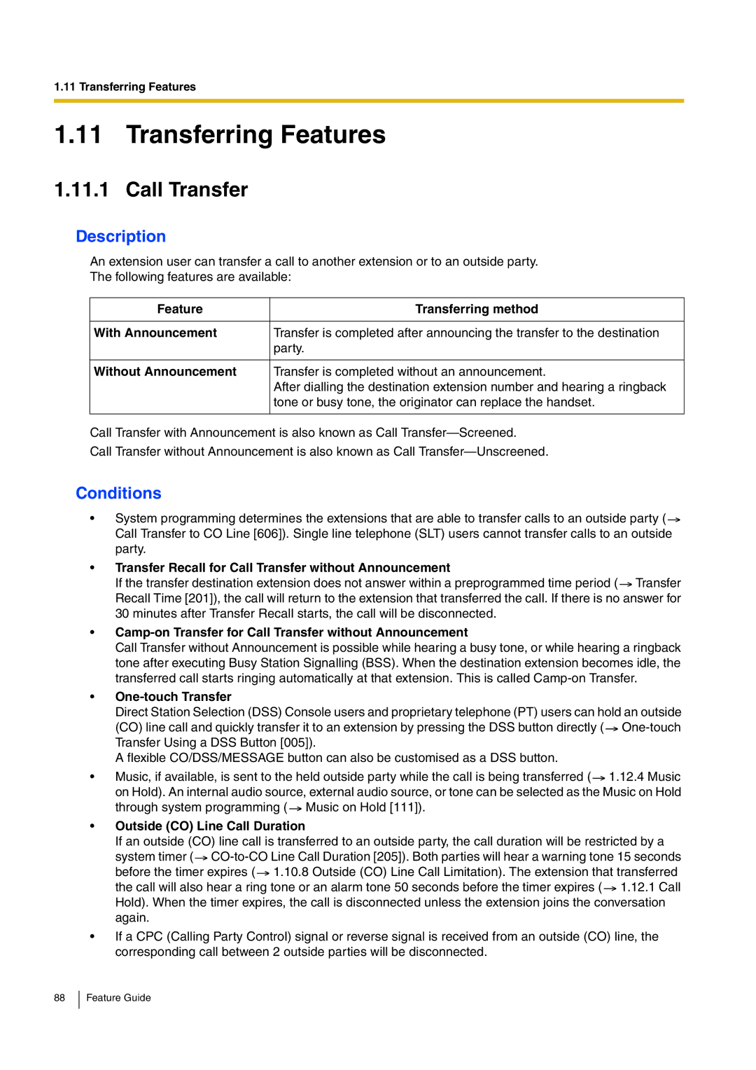 Panasonic kx-tea308 manual Transferring Features, Call Transfer 