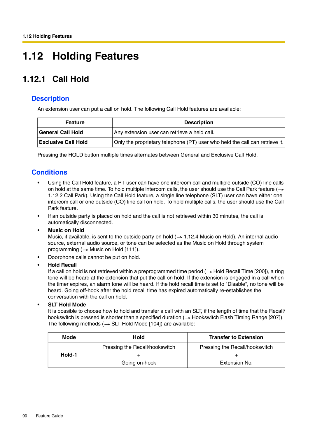 Panasonic kx-tea308 manual Holding Features, Call Hold 