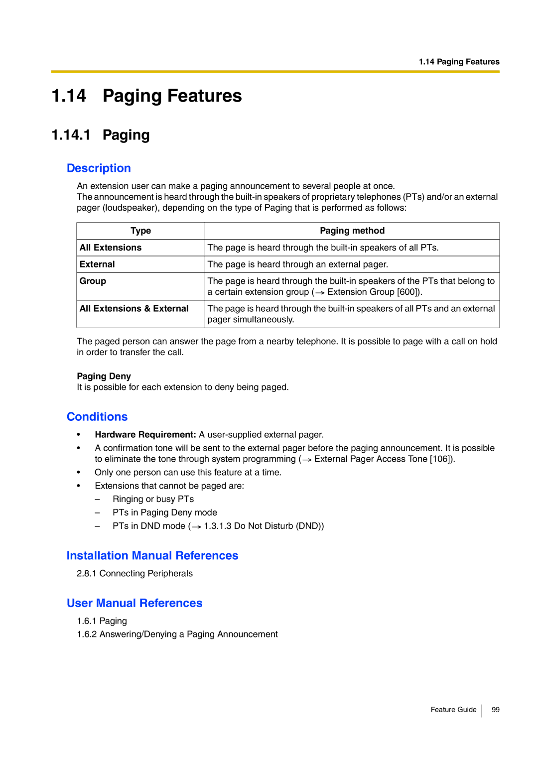 Panasonic kx-tea308 manual Paging Features 