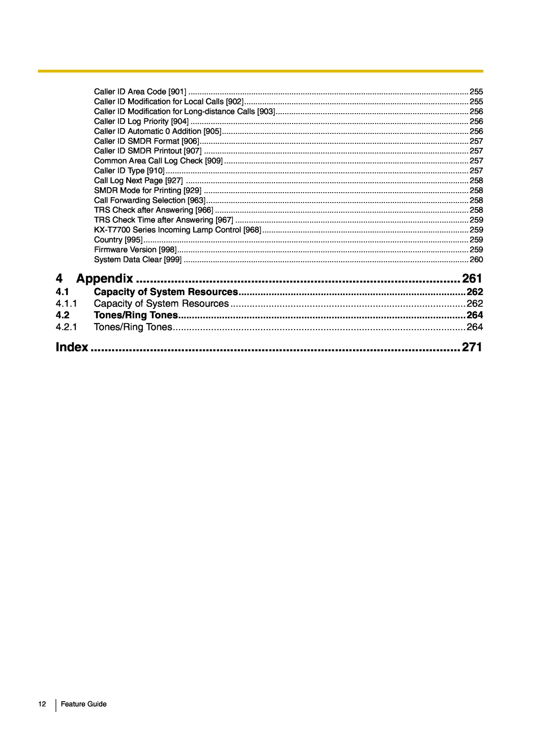 Panasonic kx-tea308 manual Appendix, Index, Tones/Ring Tones 
