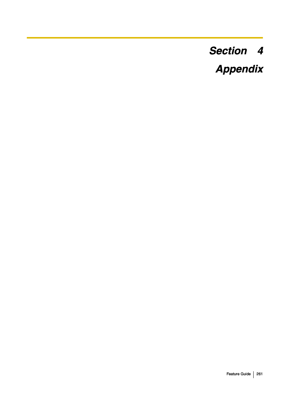 Panasonic kx-tea308 manual Appendix, Section, Feature Guide 