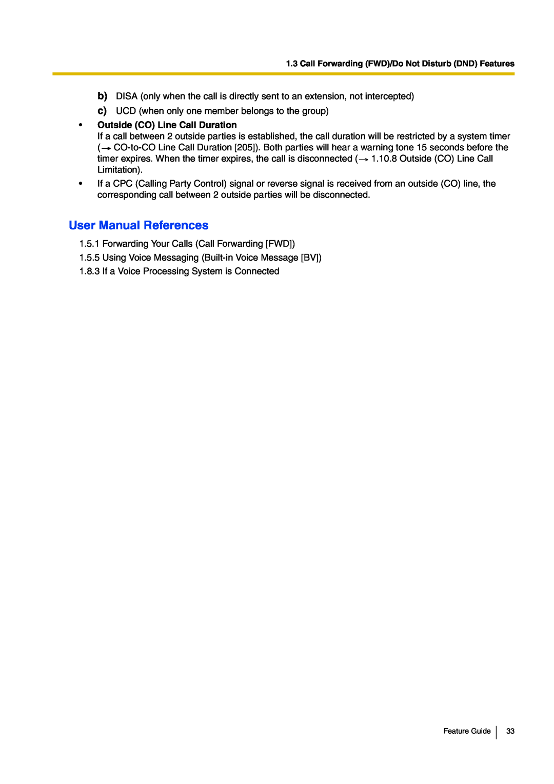 Panasonic kx-tea308 manual User Manual References, •Outside CO Line Call Duration 