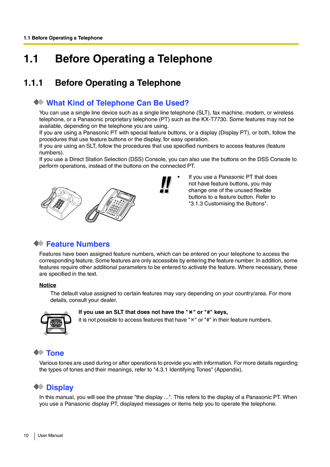 Panasonic KX-TEB308 user manual Before Operating a Telephone 