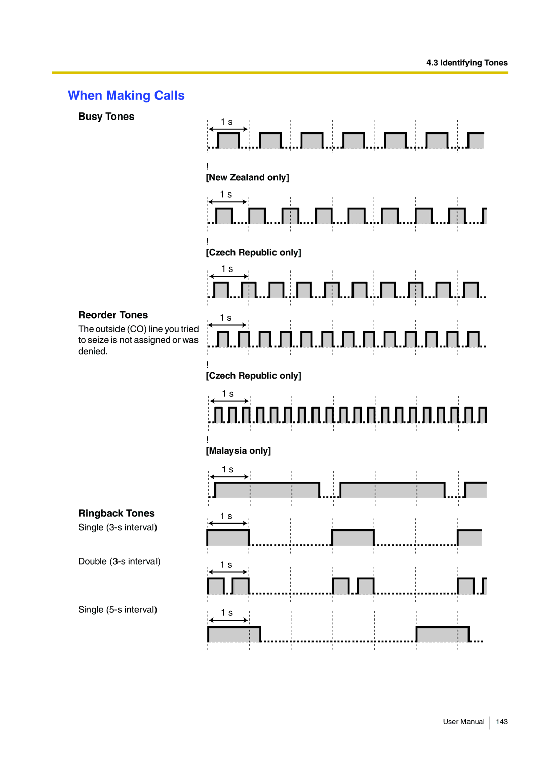 Panasonic KX-TEB308 user manual When Making Calls, Busy Tones, Reorder Tones, Ringback Tones 