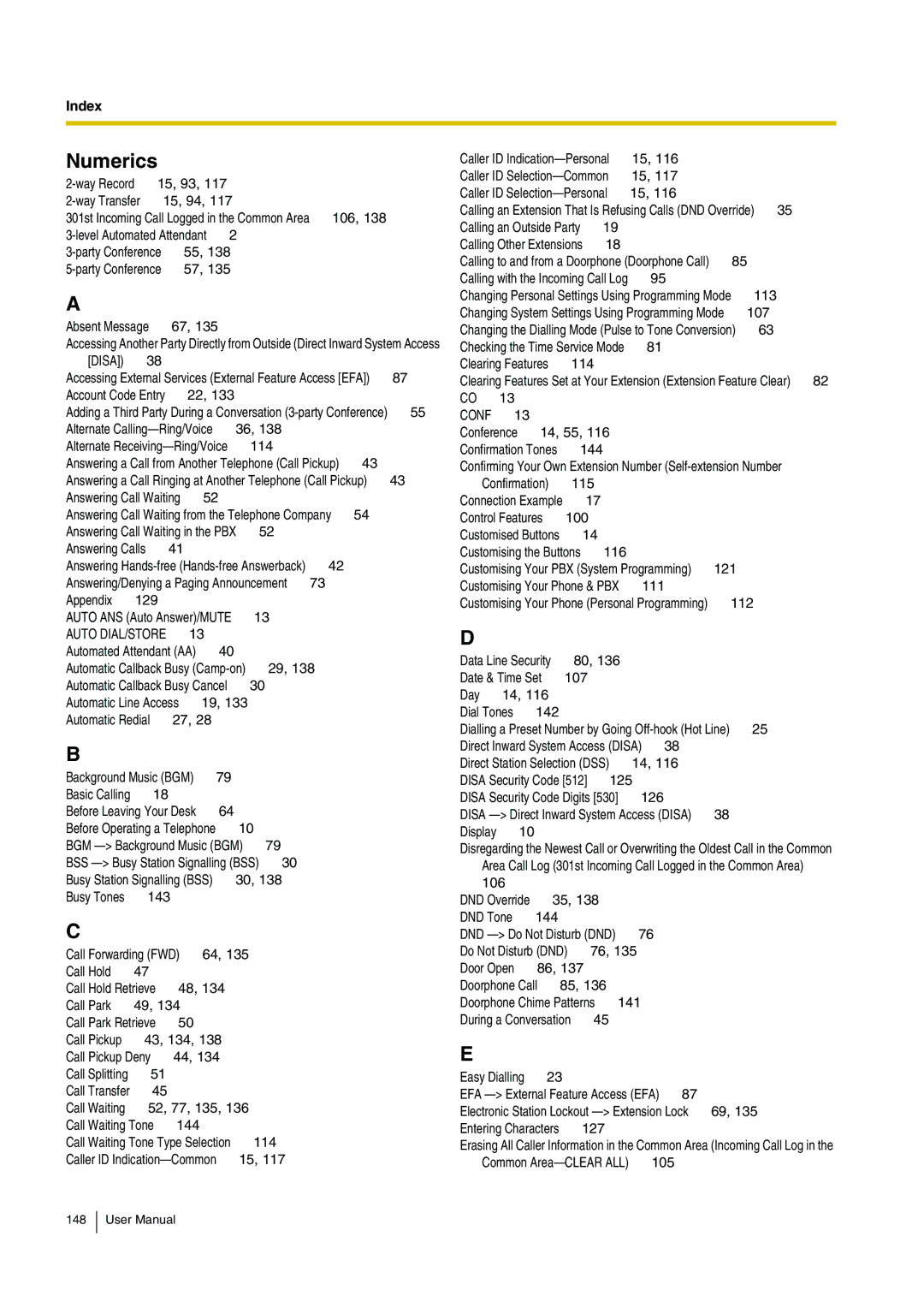 Panasonic KX-TEB308 user manual Numerics 