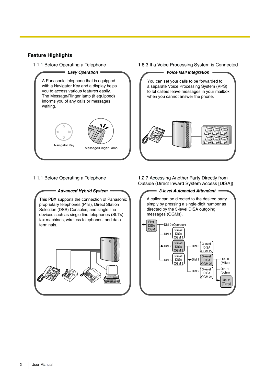 Panasonic KX-TEB308 user manual Feature Highlights, Before Operating a Telephone 