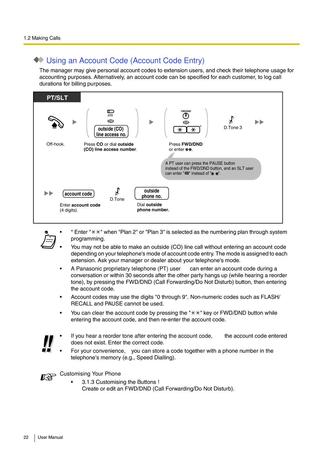 Panasonic KX-TEB308 user manual Using an Account Code Account Code Entry, Outside Phone no 