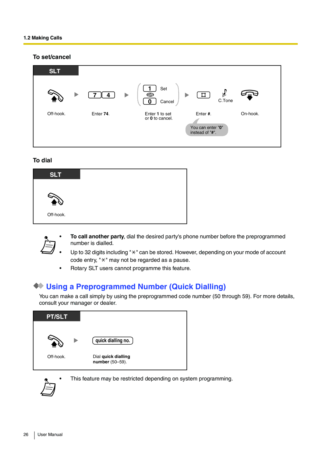 Panasonic KX-TEB308 user manual Using a Preprogrammed Number Quick Dialling, To set/cancel, Quick dialling no 