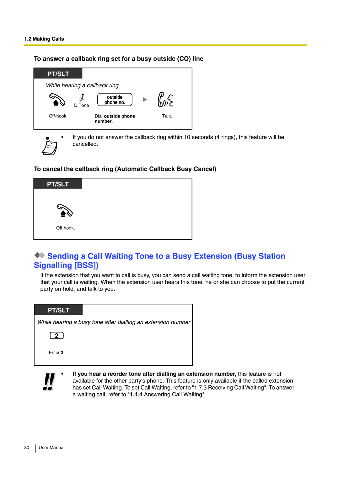 Panasonic KX-TEB308 user manual To answer a callback ring set for a busy outside CO line 