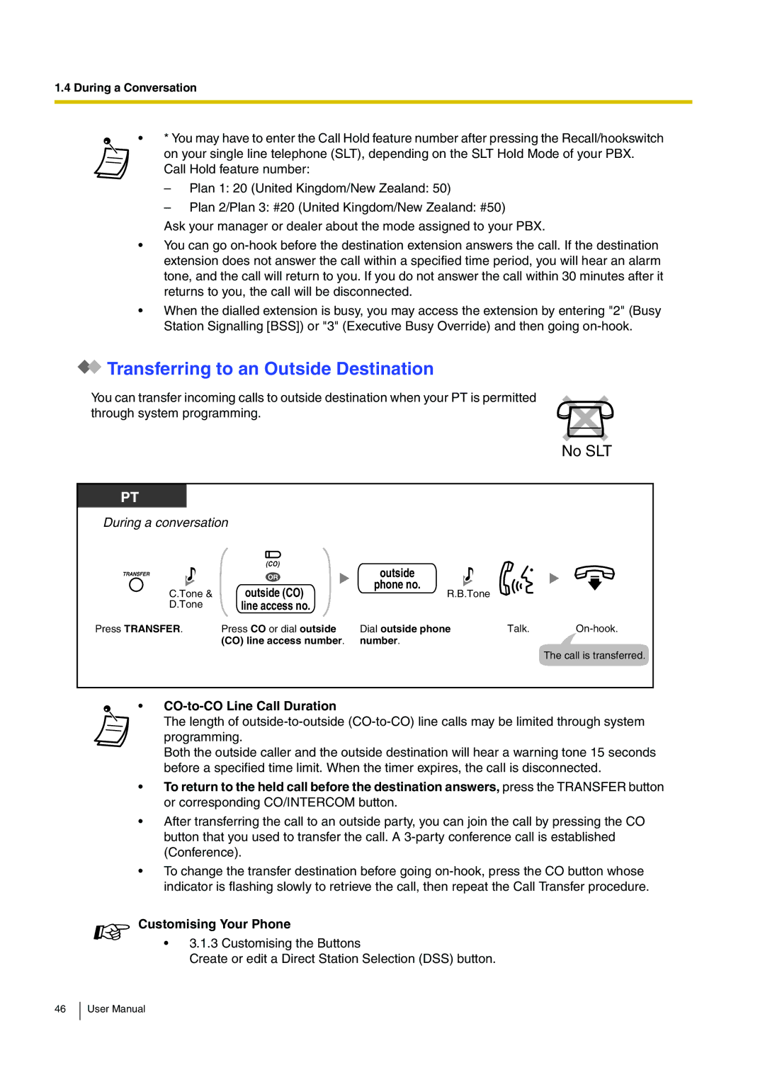 Panasonic KX-TEB308 user manual Transferring to an Outside Destination, Outside CO, Line access no 