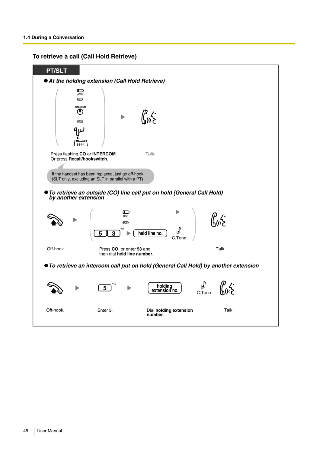 Panasonic KX-TEB308 user manual To retrieve a call Call Hold Retrieve, Held line no 