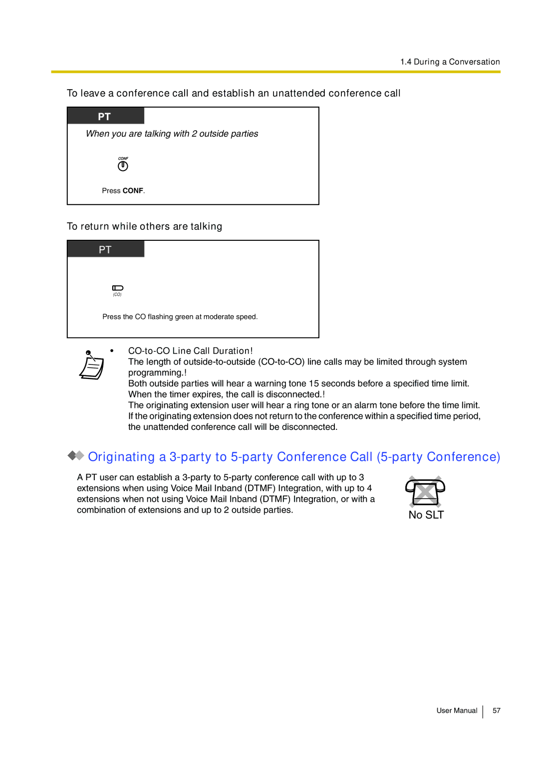 Panasonic KX-TEB308 user manual To return while others are talking, CO-to-CO Line Call Duration 