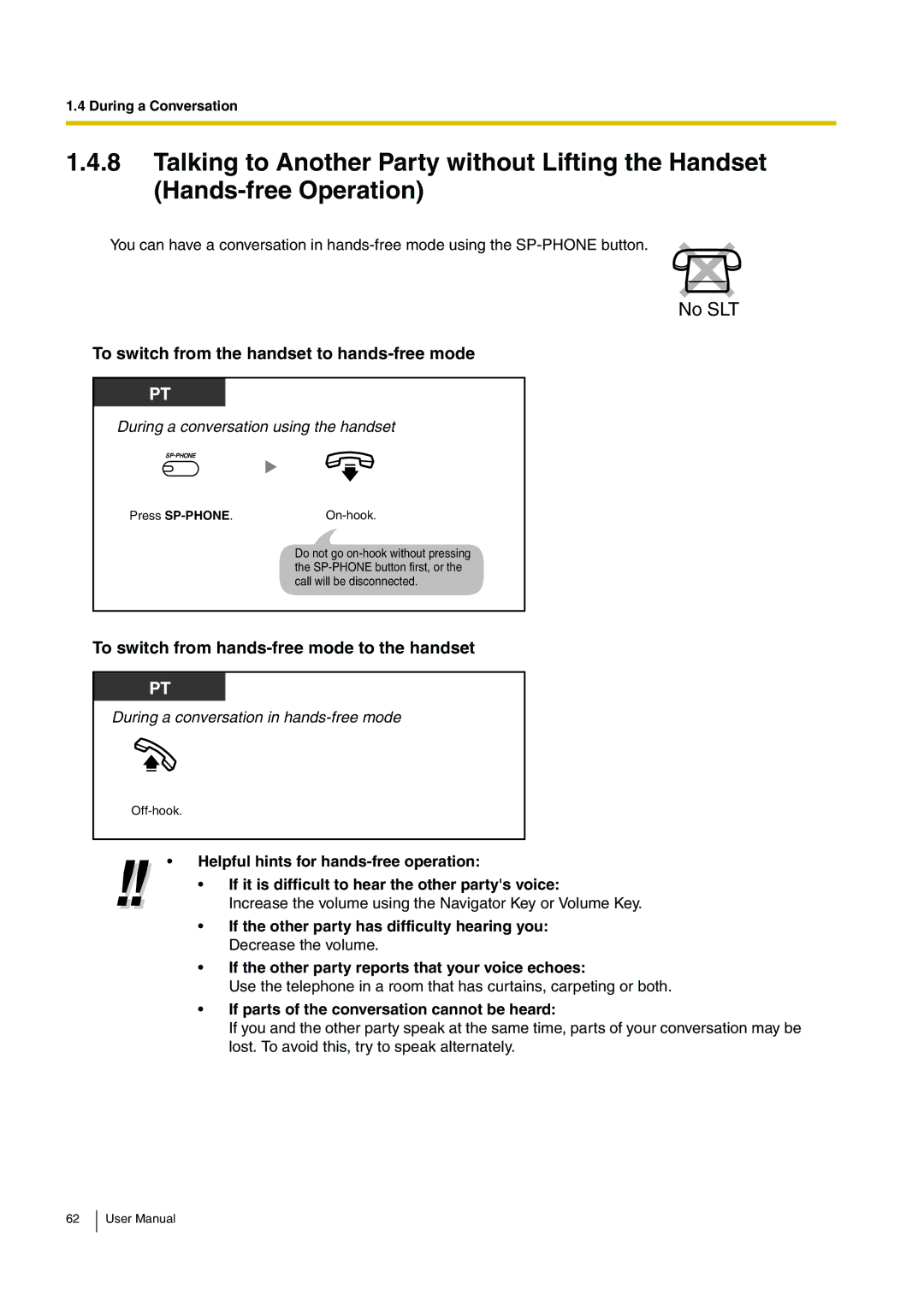 Panasonic KX-TEB308 To switch from the handset to hands-free mode, To switch from hands-free mode to the handset 