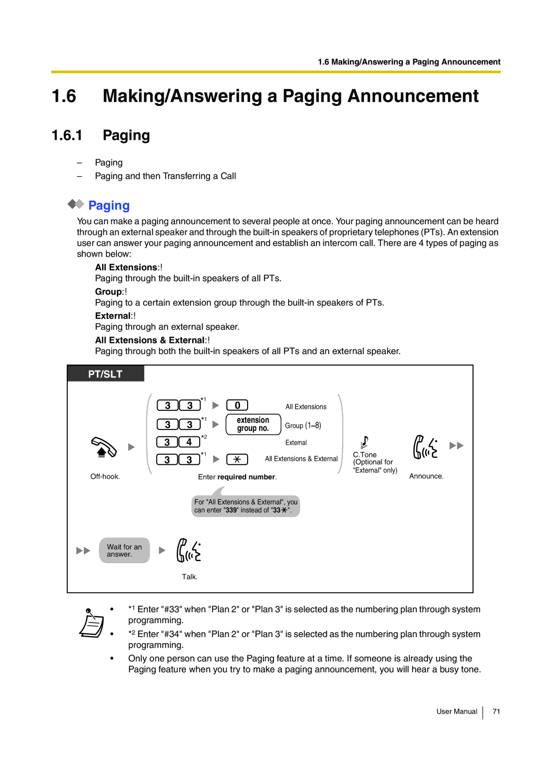 Panasonic KX-TEB308 user manual Making/Answering a Paging Announcement 