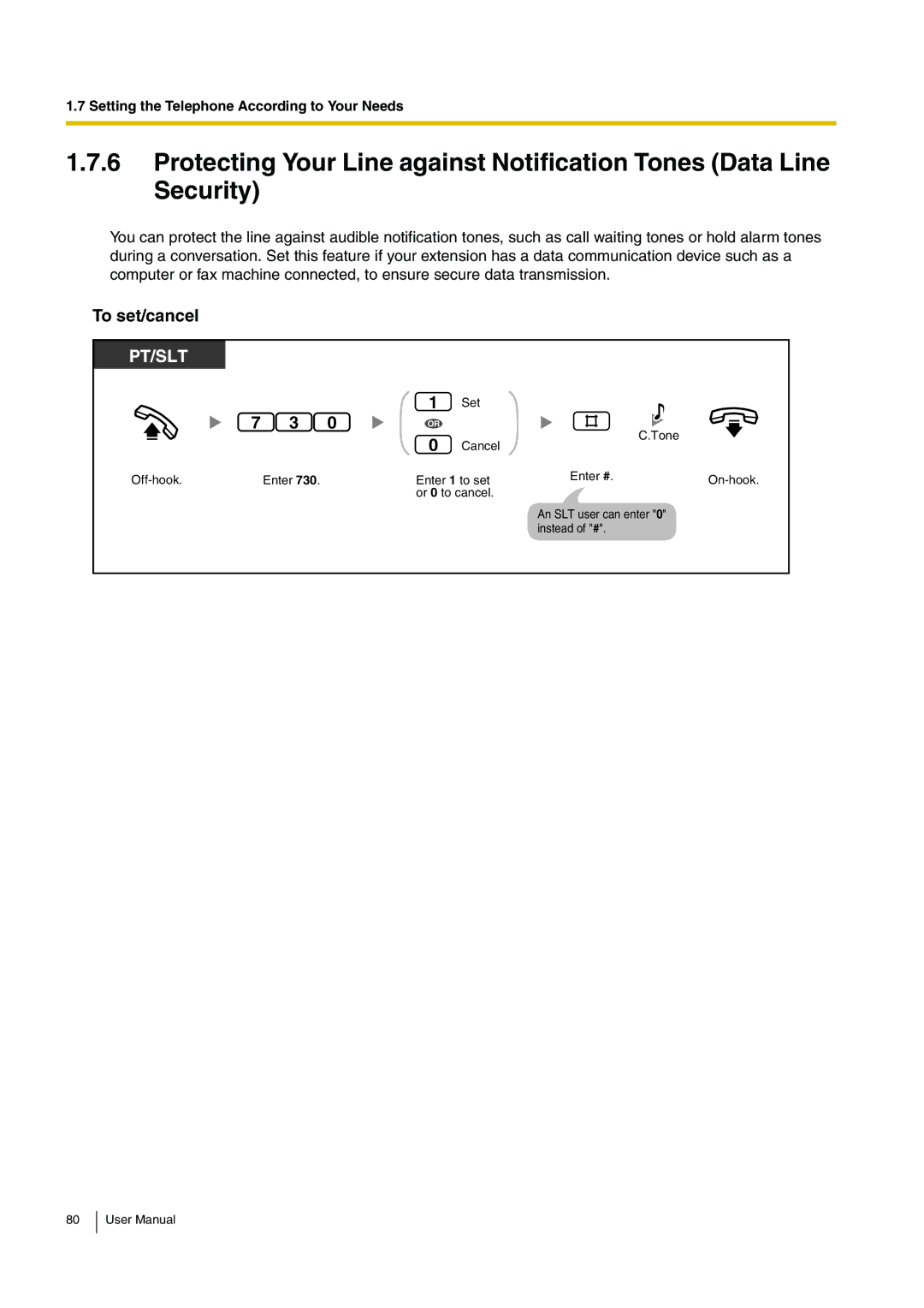 Panasonic KX-TEB308 user manual Set Tone Cancel 