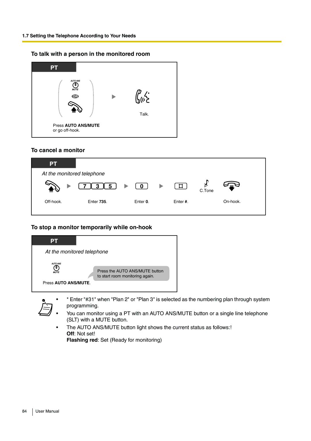 Panasonic KX-TEB308 user manual To talk with a person in the monitored room, To cancel a monitor 