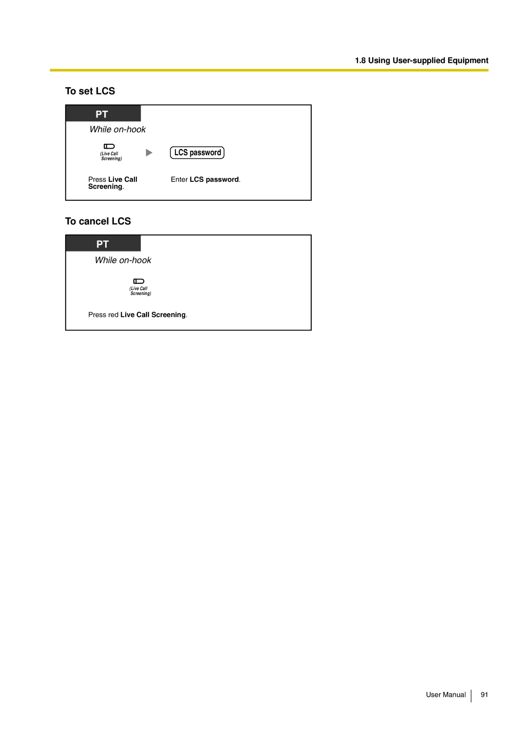 Panasonic KX-TEB308 user manual To set LCS, To cancel LCS 